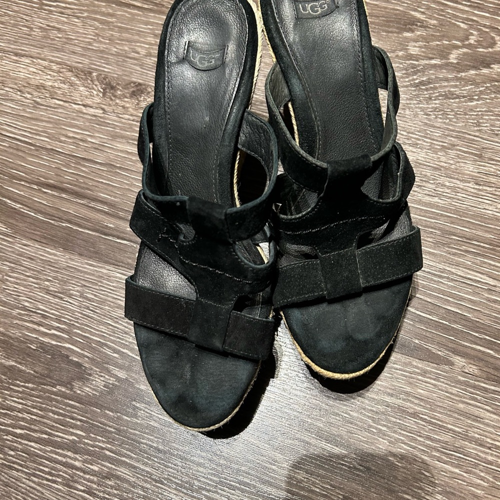 UGG Suede Espadrille Wedge Sandal Size 8.5